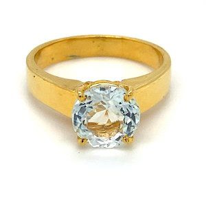 Aquamarine 2.44ct Solid 18K Yellow Gold Ring